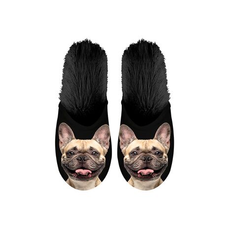 Παντόφλες "French Bulldog" Ζευγάρι Χρώμα Μαύρο με Σκύλους EU 35-38