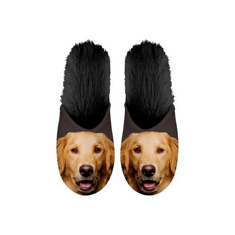 Παντόφλες "Golden Retriever" Ζευγάρι Χρώμα Μαύρο με Σκύλους